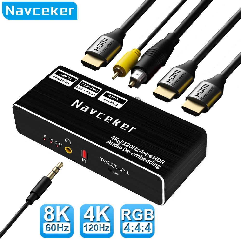 Navceker-8K 60Hz HDMI   4K 120Hz RGB 4:4:4 HDMI 2.1  й,  7.1 Dolby Atmos De-embed for PS5 XBox